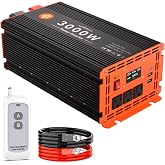 3000 Watt Power Inverter 12V DC to 110V/120V AC Converter Peak Power 6000W Car Inverter with LCD Display 3 AC Outlets, 2 USB