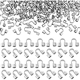 PH PandaHall 200pcs 304 Stainless Steel Wire Guardian, 5x7x2mm U-Shape Cable Protector Wire Guard Loops Thread Protector for Earring Bracelet Necklace Pendants Jewelry DIY Crafts Making, Hole 1.6mm