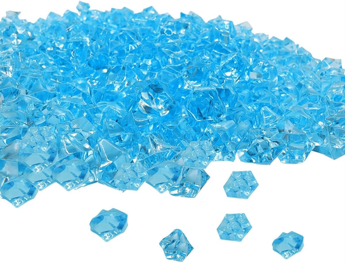 Vase Fillers - zhuohai 300 Pcs Acrylic Ice Rocks Crystals Gems, Bulk Fake Crystals, Plastic Diamonds for Vase Filler Wedding Decoration Table Scatter Party Arts Crafts Display (Light Blue)