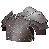 HiiFeuer Medieval Faux Leather Chest Armor, Vintage Pauldron Shoulder Armor Adjustable Mercenary Knight Archer Vest Armour