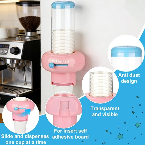 JUOME CUP DISPENSER, PULL TYPE CUP HOLDER FOR WATER COOLER FIT 8OZ DISPOSABLE CUPS, UPGRADED WALL MOUNTED CUP ORGANIZER WITH 14PCS DISPOSABLE PAPER CUPS FOR HOME BATHROOM OFFICE SCHOOL GYM HOSPITAL