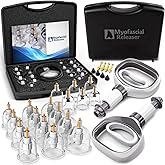 Myofascial Releaser Professional Cupping Therapy Set - 18 Multi-Sized Vacuum Cups with Two Hand Pumps and Detailed Cupping Book - Massage Cupping Set for Massage Therapists
