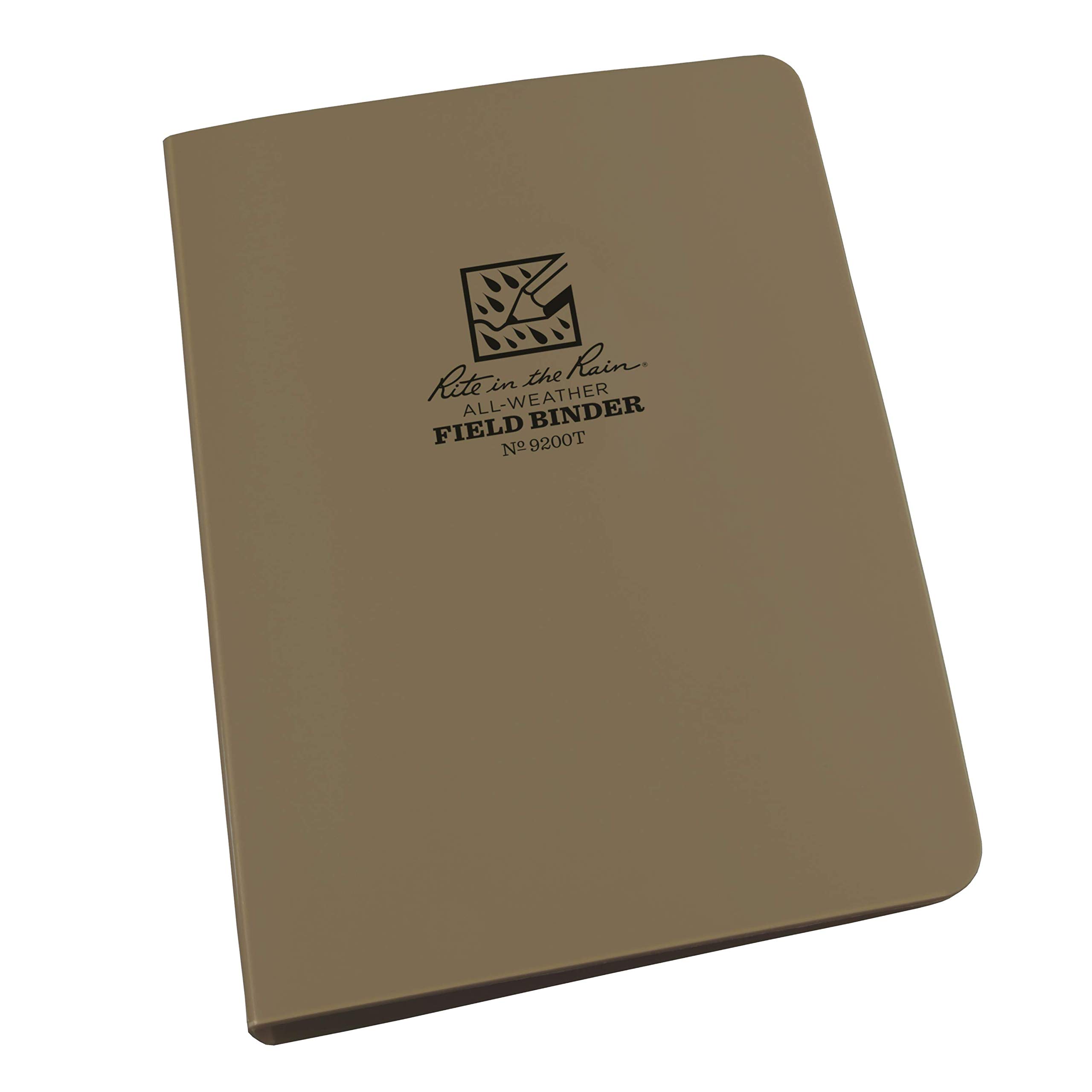 Rite in the Rain Field Ring Binder - Tan Cordura Material Cover Loose Leaf 12 mm Capacity 6 Ring Franklin Covey 'Compact Punch' 4⅝ x 7- Inch Holds 4 Writing Instruments Zippered Enclosure