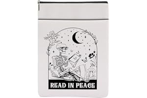 CSHVJ Fall Skeleton Book Sleeve Book Lovers Gifts Halloween Party Favors Book Accessories Book Cover Book Protector with Zipper and Front Pocket Book Bookish Gifts Reading Gifts for Women Bestie