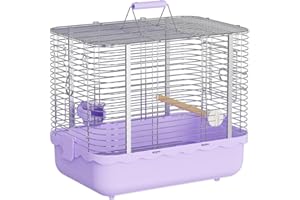 YOOSO WING Bird Carrier Travel Cage, Durable Portable Stainless Steel Birdcage with Bird Perch & Feeding Bowl for Parrots Canaries Budgies Lovebirds Conures Cockatiels (Large Purple)