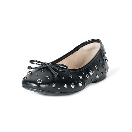The Drop Women's Pepper Ballet Flat with Bow, Black Studs, 11