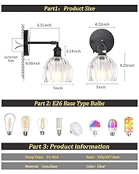 Shenmoyl Vintage Battery Operated Wall Sconce with