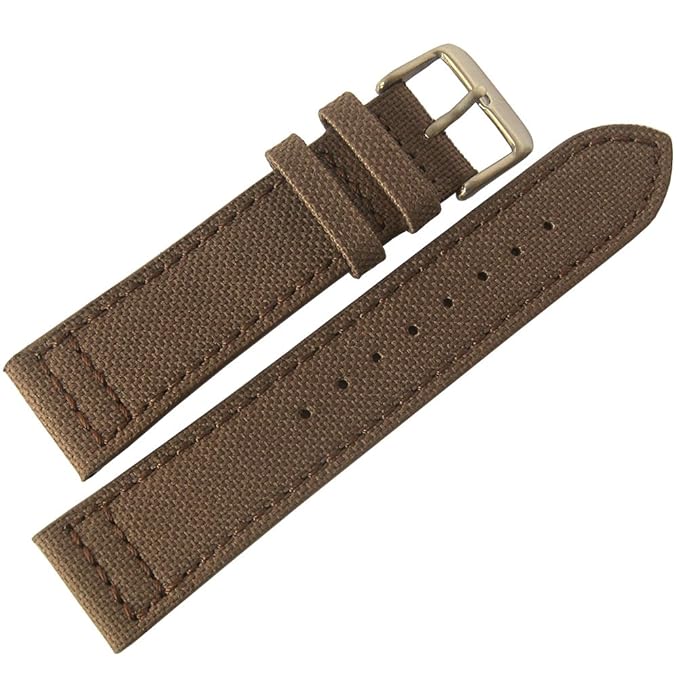 EULIT 20mm Brown Canvas Made in Germany Mens Watch Strap