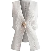 Floerns Women's Elegant Sleeveless Cardigan V Neck Knit Fall Outfit Dressy Casual Sweater Vest