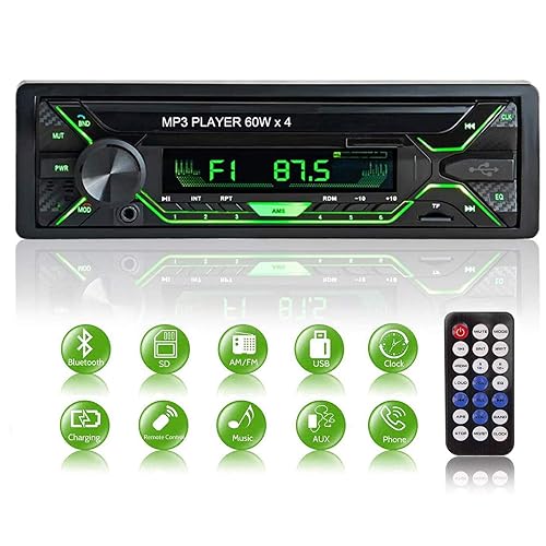 Aigoss Car Stereo with Bluetooth, Single Din Radio FM Media Player  USB/TF/SD/AUX Audio Receiver, Hands Free Calling with Wireless Control and  Multi