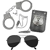 Skeleteen Police Detective Accessories Set - Kids Pretend Play Special Agent Officer Spy Costumes with Sunglasses, Ear Piece, Badge, and Handcuffs