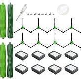 LOVECO Replacement Parts Compatible for iRobot Roomba E I &amp; J Series | Replacement Parts For Roomba E5 E6 i8 i7 i6 i5 i4 i3 i1 j9 j8 j7 j6 j5 and Plus Version, 2 Rubber Brush, 8 Filter, 8 Brush