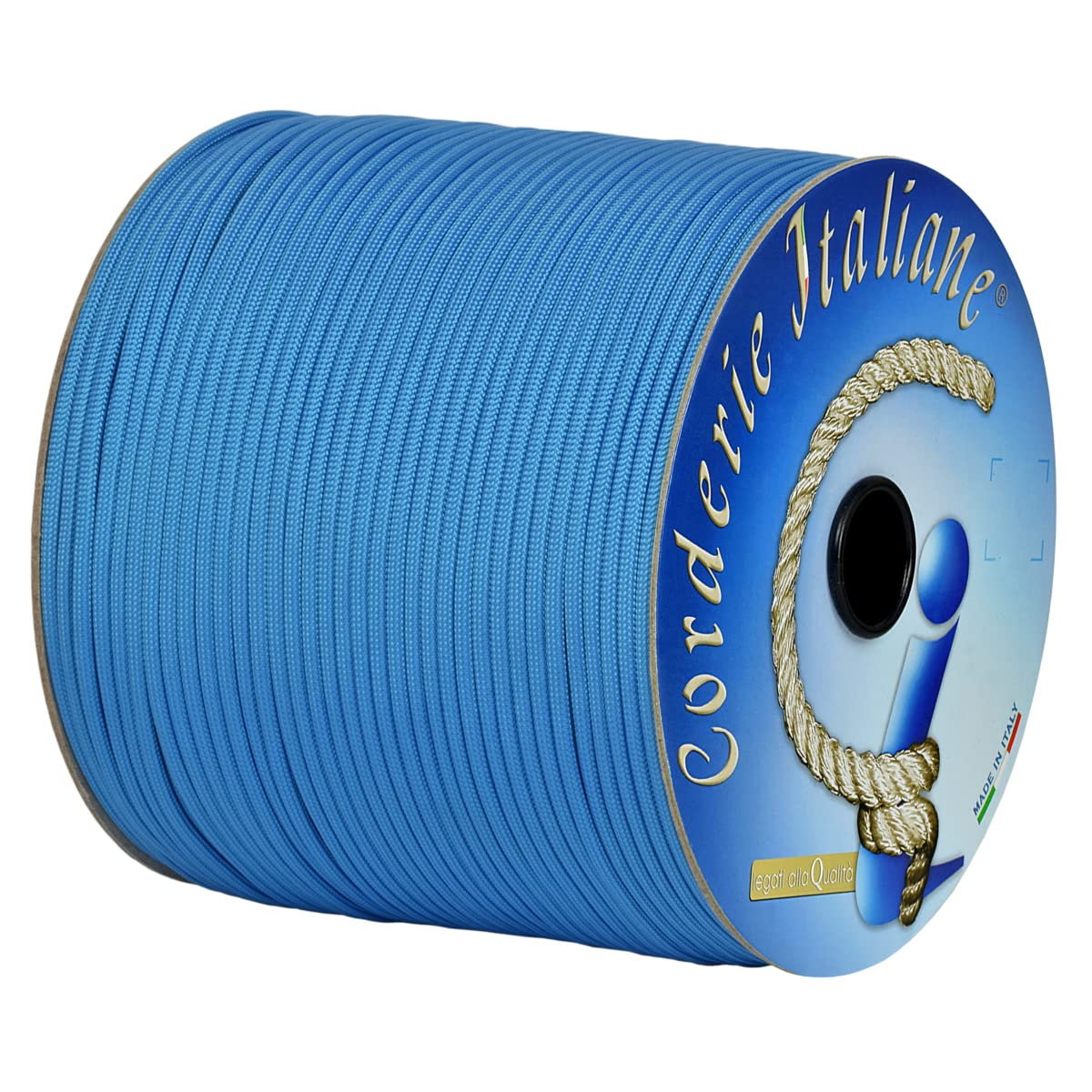 Paracord 550 Type III Basic, Blue 4 mm - 200 mt, core 7 threads, 100% Made in Italy 006078302 Corderie Italiane