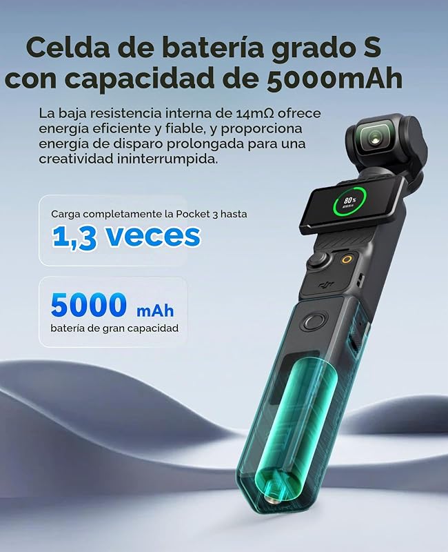 Osmo Pocket 4P/4/3 Mango de Batería de CargaRápida de 20W,5000mAh,Negro