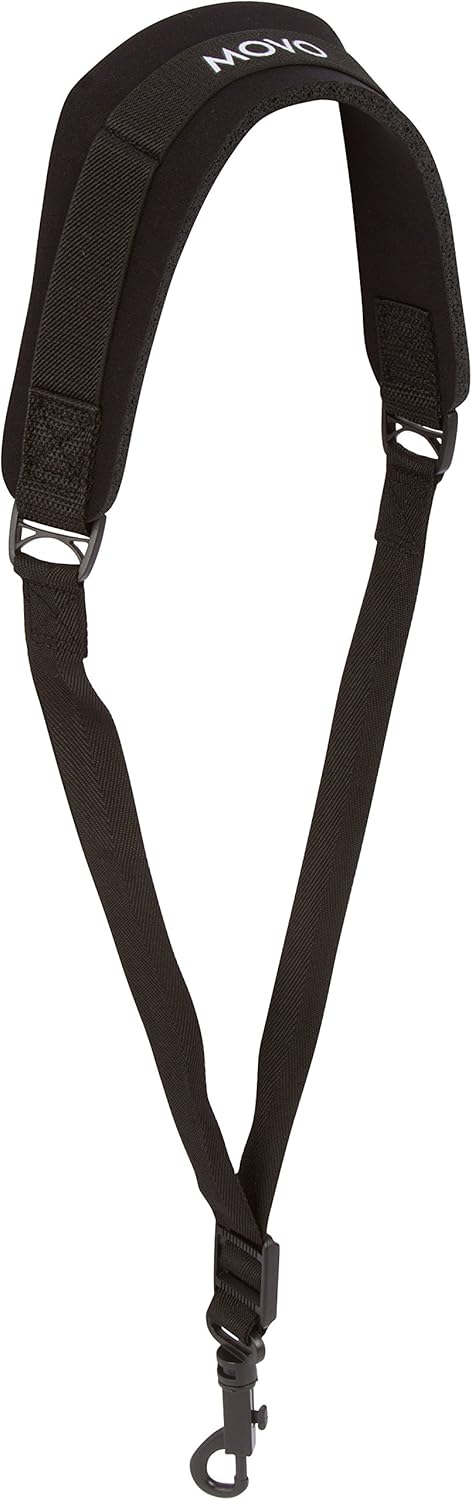 Movo MS-20J Music Instrument Neck Strap for Saxophones, Horns, Bass Clarinets, Bassoons, Oboes and More (Black - Medium Length): Musical Instruments