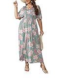 OSTOO Women's Plus Size Hawaii Empire Waist Bat