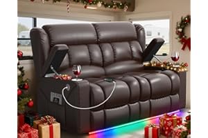 MisUMis RV Loveseat Recliner Sofa, Wall Hugger Reclining Loveseat RV Couch with USB Ports, Large Pockets, Cup Holders, 150° Adjustable RV Recliners Furniture for Travel Trailers & Home Theater Seating