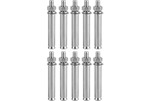 Eujgoov 10Pcs Stainless Steel M8x80 Hex Nut Expansion Bolts Heavy Duty Concrete Wall Anchor Fasteners for Home Improvement Pr