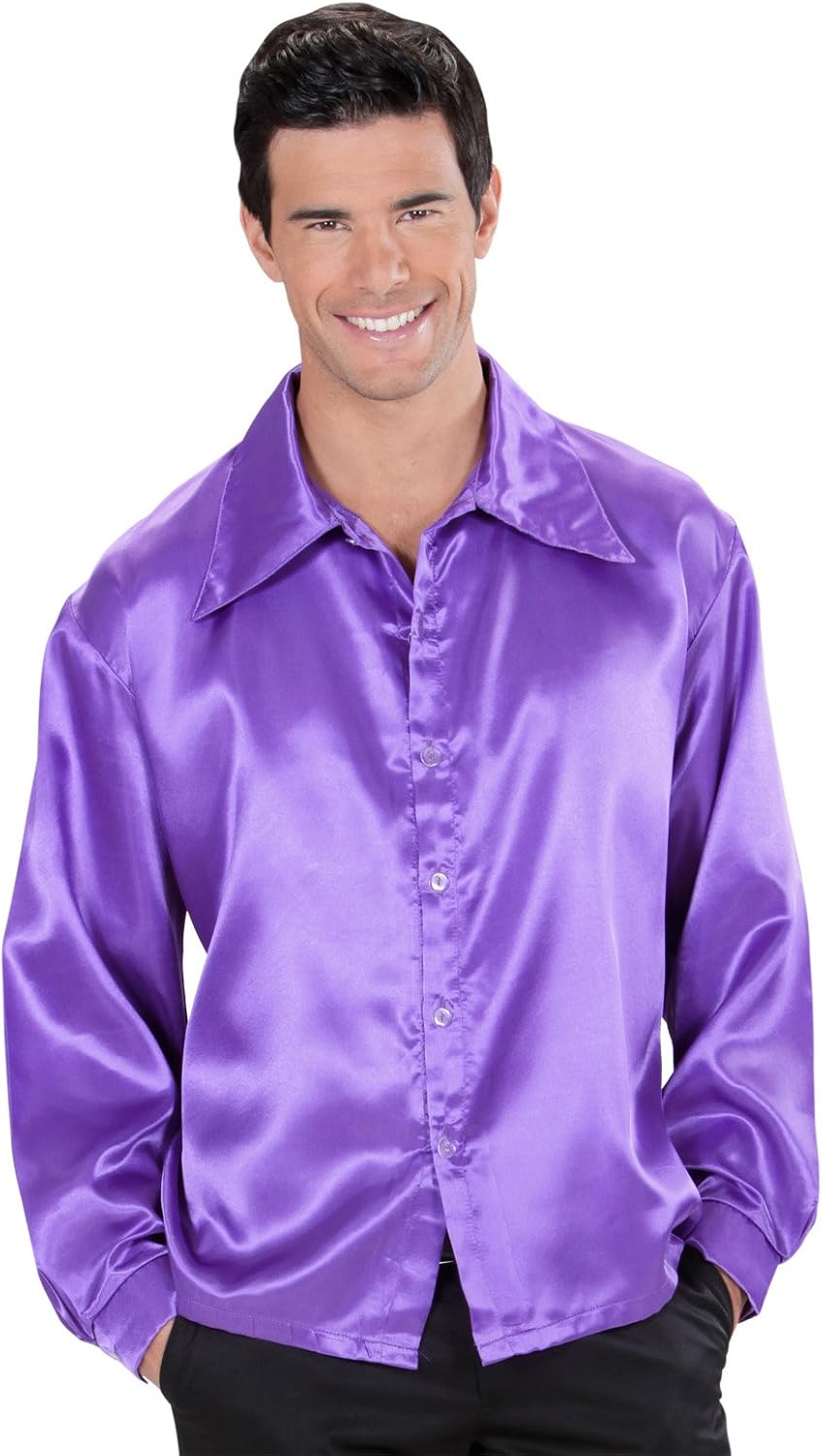 Widmann Generique - Purple imitation satin shirt for men Large (UK 14/16) - Image 3