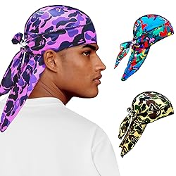 3Pcs Silk Durag for Men Designer Durag for Women