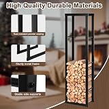 Laneetal Firewood Rack Metal Log Storage Indoor Outdoor 40x150x25cm Black view 4