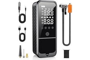 KZKB Tire Inflator Portable Air Compressor, 160 PSI Air Pump for Car Tires with Digital Pressure Gauge, Electric Bike Pump with LED Light Portable Tire Inflator for Car, Motorcycle, Bike, Ball