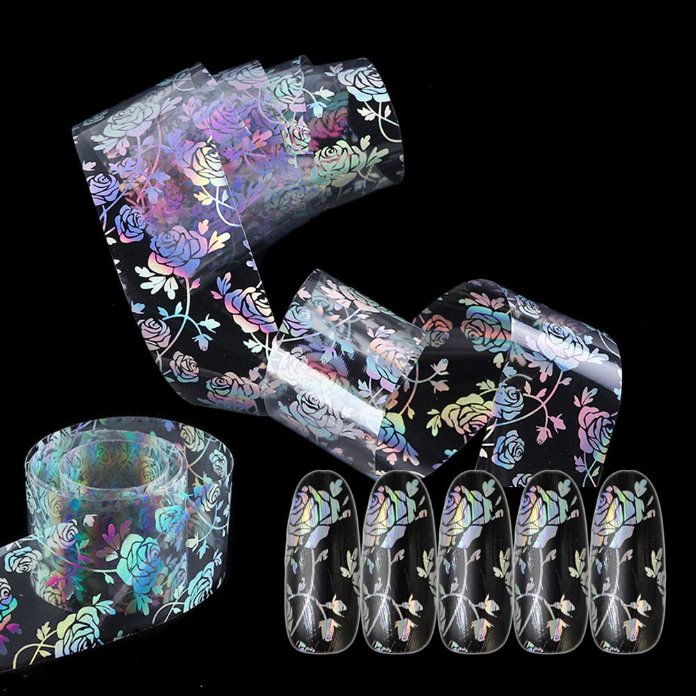 Macute Nail Foil Transfer Stickers Nail Art Supplies Foil Transfers 10 Rolls Flowers Starry Sky Nail Decals Manicure Tips Wraps Nail Art Decorations for Women Fingernails Toenails DIY Beauty Designs: Beauty