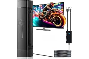 YSLPHMG TV Antenna Indoor Digital Antenna for Smart TV, Support 4K 1080p with Signal Booster for Local Channels, Easy Installation Long Range Reception - Black