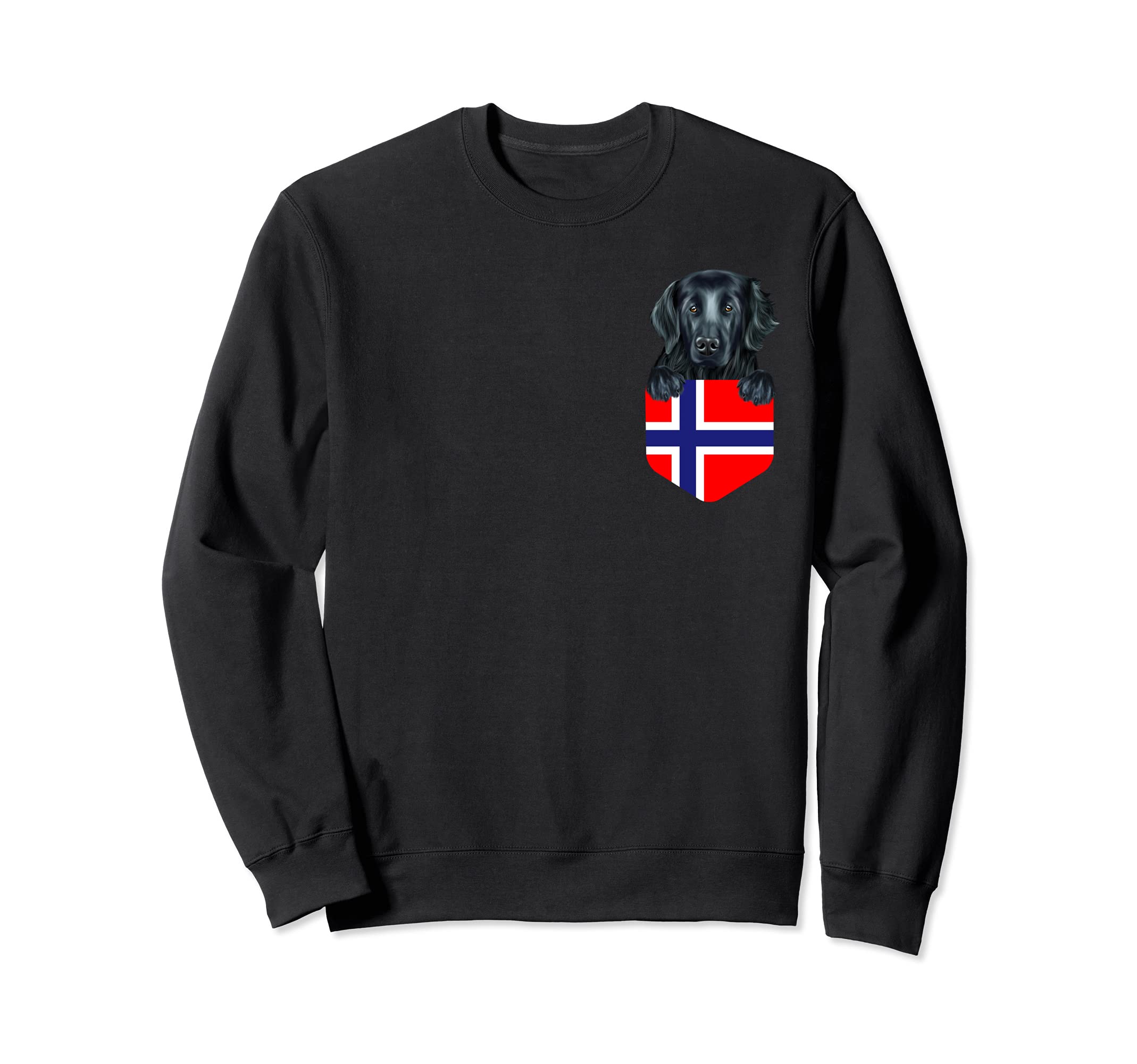 Norway Flag Flat-Coated Retriever Dog In Pocket Sweatshirt