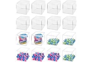 Hldgras 6 Pack 4x4x4 Inches Acrylic Containers Clear Box with Lids for Display Acrylic Gift Box & Clear Multi Purpose Organizer Candy Storage for Cosmetics, Makeup, Jewelry, Party Favor
