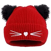 LUCKYBUNNY Women Girls Cute Cat Ears Beanie Hat Winter Crochet Knit Cap