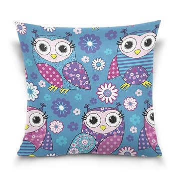 Amazon Com Ye Store Cute Purple Owl Cotton Throw Pillow Sofa