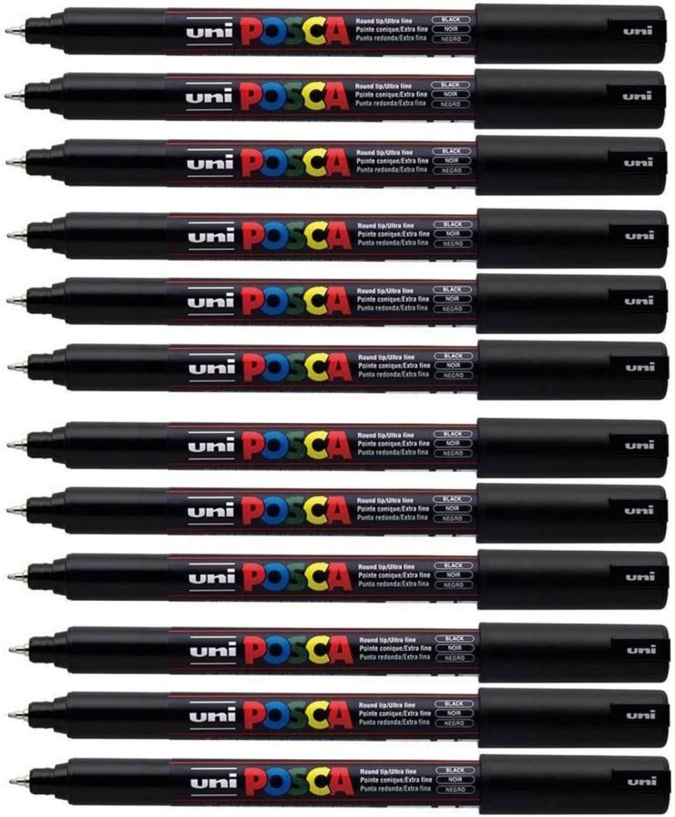 Uni Posca PC1MR Black Colour Paint Marker Pens Ultra Fine 0.7mm