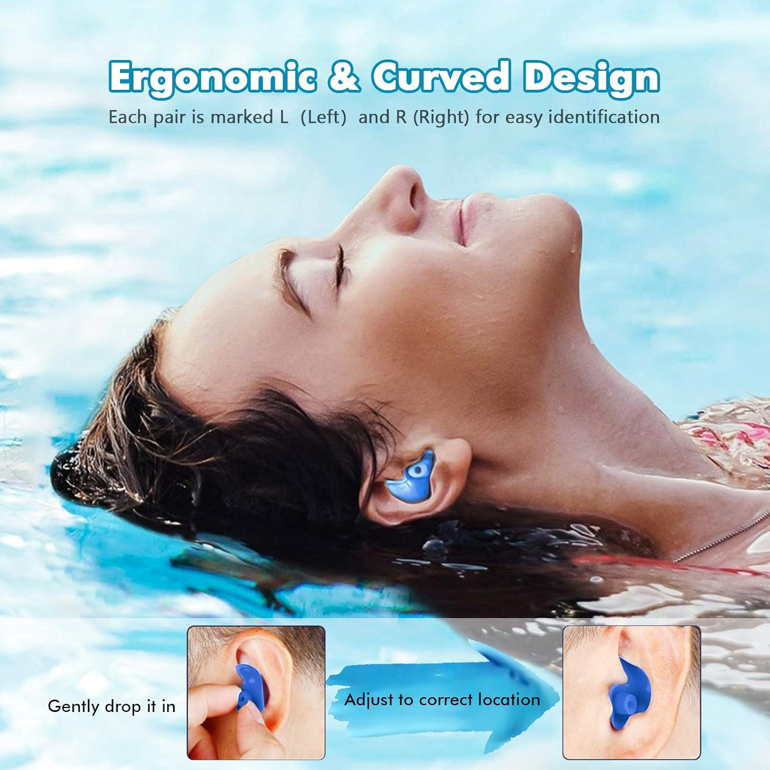 Swimming Ear Plugs, HaYiue 4 Pairs Swimmers Earplugs with Double Waterproof and Sound Hole Design Ear Plugs for Swimming Showering Bathing Surfing Snorkeling for Adult & Children: Health & Personal Care