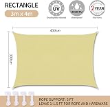 RICHIE Sun Shade Sail 3m x 4m Rectangle Waterproof 98 Percent UV Block view 3