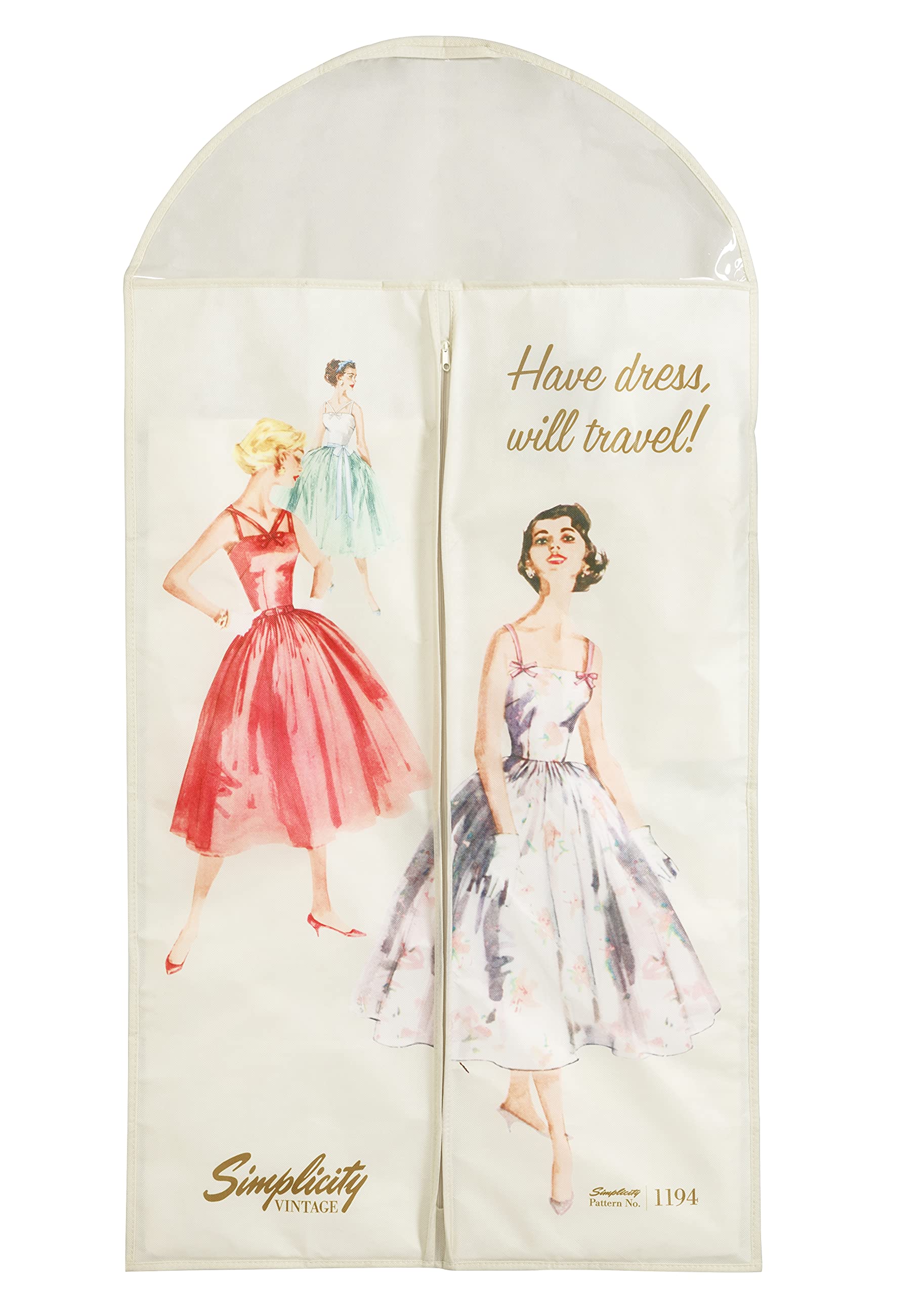 Simplicity Vintage Garment Bag, White, One Size