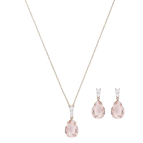 Swarovski Vintage Necklace and Drop Pierced Earring Set, with Pink