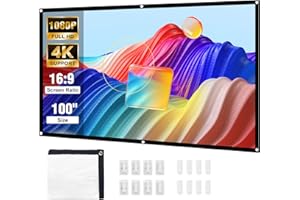 HAPPRUN Projector Screen, 100 inch Projection Screen, 16:9 Foldable Portable Projector Movies Screens for Home Theater Outdoor Indoor Support Double Side Projection