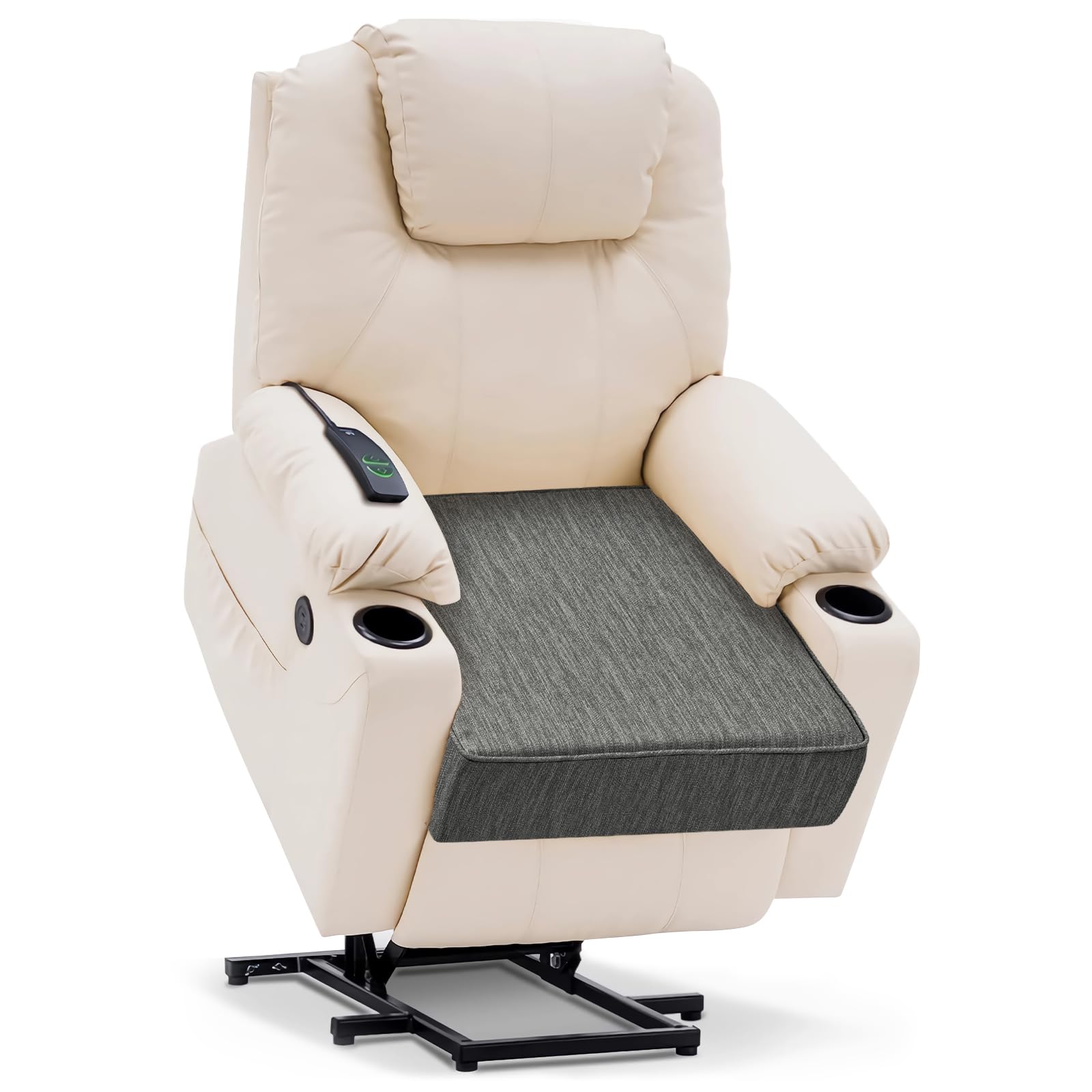 baibu Large Dual-Layer Memory Foam Chair Seat Cushion for Recliner, Couch, Armchair with Textured Washable Cover, Non-Slip Base for Tailbone Pain & Pressure Relief, 50x50x12.7cm -Grey