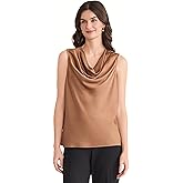 Kasper Womens Sleeveless Drape-Neck Satin Top