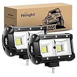 Nilight 2PCS 5 Inch 96W Flood LED Light Bar 3600LM