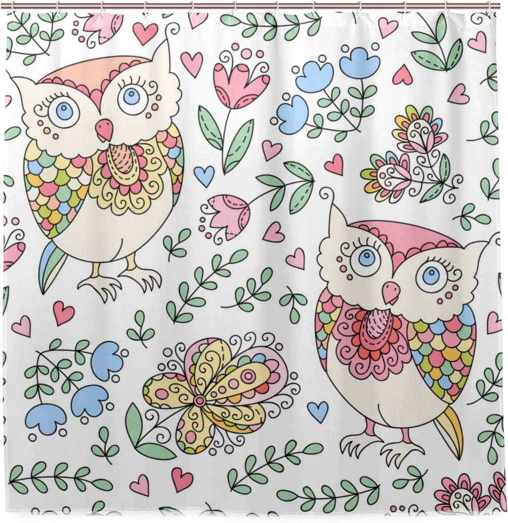 Amazon Lubataga シャワーカーテン 花フクロウベクトルシームレスパターンかわいい 防水 浴室 お風呂 バスカーテン 洗面所 間仕切り 目隠し用 Hdデジタル印刷 取付簡単 1 150cm シャワーカーテン ホーム キッチン オンライン通販
