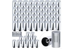 CheeMuii 72 Pcs Column Lug Nut Cover Kit With Extra 12 Pcs Replacement - 33mm ABS Chrome Screw-on Caps for Semi Truck Trailer to Prevent Damage