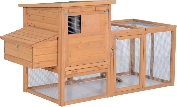 Amazon Com Pawhut 75 Wooden Hen House Backyard Chicken Coop