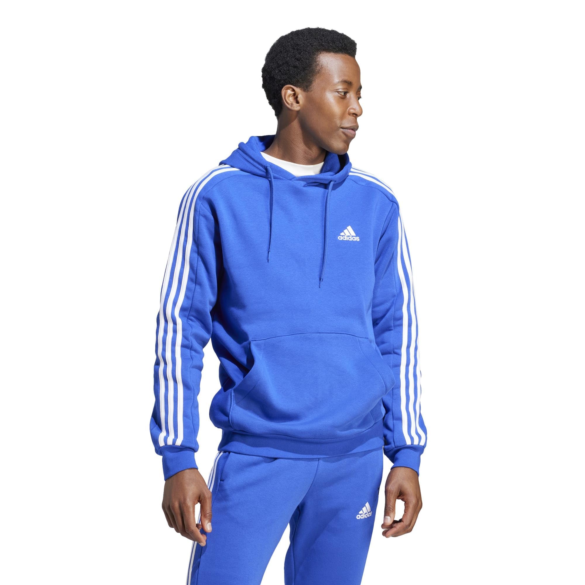 adidas Men's Essentials Fleece 3-stripes Hoodie, Semi Lucid Blue, Large Tall Image