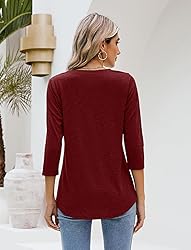 Sherosa Casual Tops for Women Summer 3 4 Sleeve V