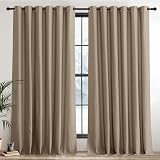 PONY DANCE Blackout Mocha Curtains 2 Panels 90x90 In Grid Eyelet