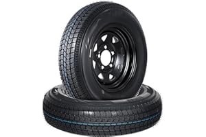 Garvee 2-Pack ST175/80D13 Trailer Tires with Rims, 5 Lug on 4.5" Bolt Pattern, 6PR Load Range C, Black 13" Spoke Wheel, Heavy Duty 175 80 13 Trailer Tires Rims for Utility, Boat, Camper, Cargo Trailer