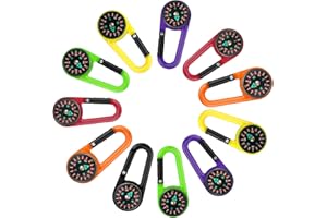 STOBOK 24 Pcs Compass Carabiner Keychains with Self-Locking Clip Portable Outdoor Directional Compass for Hiking Camping Trav