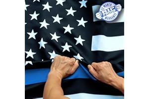 Anley Rip-Proof Double Sided 3-Ply Thin Blue Line USA Flag 3x5 Foot - Vivid Color, Canvas Header and Wrinkle Resistant - The Strongest, Longest Lasting Law Enforcement Officers Flags 3X5 Ft